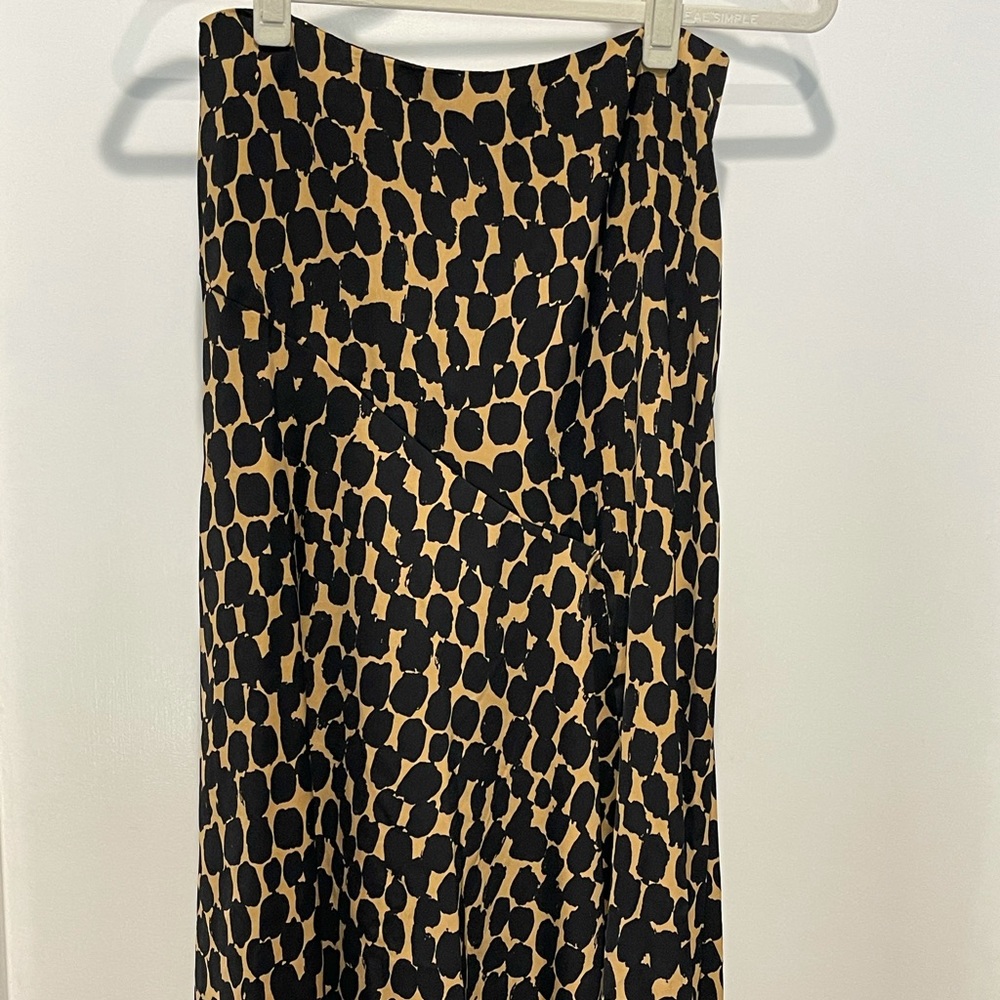 Leopard Print Seamed Asymmetric Hem Slip Skirt